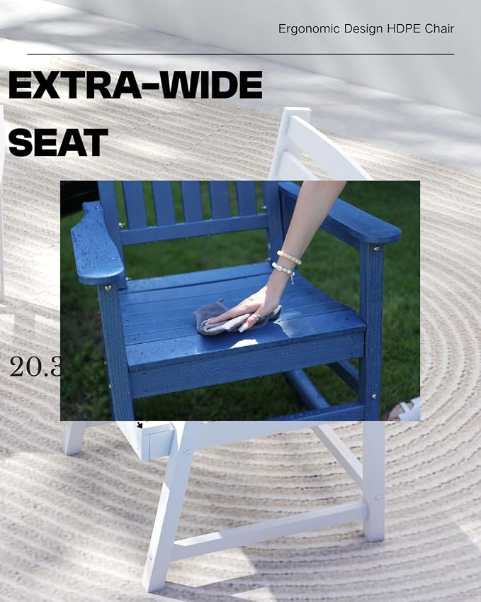 7-Piece Outdoor Dining Set with 15FT Umbrella for 6,Navy Blue | 75.2'' HDPE table, chairs included, weather-resistant furniture with hole, ideal for lawn, poolside, yard, garden, deck