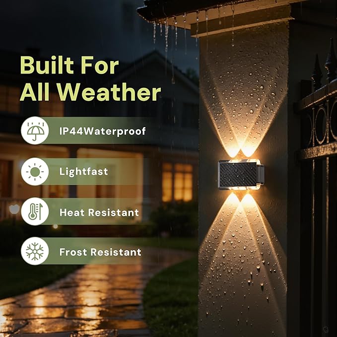 L LOHAS LED Solar Fence Lights Outdoor,8 Modes RGB Fence Lights Solar Powered, IP65 Waterproof Outdoor Step Light for Step Backyard Deck Wall Pathway Patio(6 Pack)