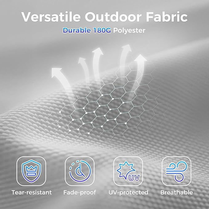 SUPERJARE 13ft Outdoor Patio Umbrella with Solar Lights, Double-sided Deck Pool Umbrella with 1.5 Inch Pole, Fade Resistant Canopy, 12 Sturdy Ribs, for Porch, Market, Backyard, Grey (No Base)