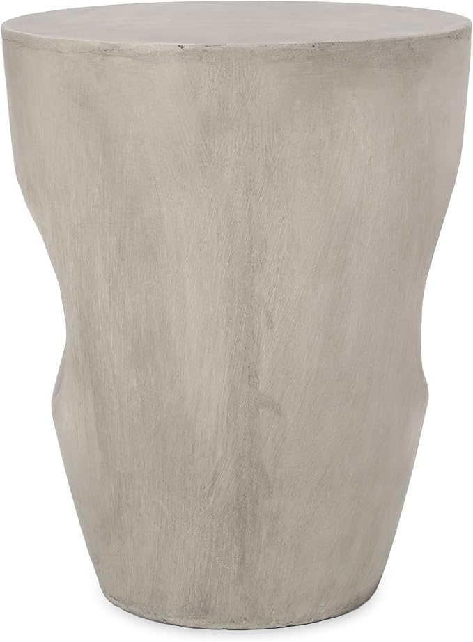 Patio Side Table, Round Concrete, Grey