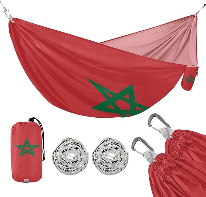 National Flag of Morocco Hammocks with Portabl Carry Bag Backyard Hammock for Indoor Outdoor Patio