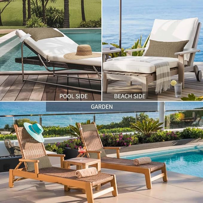 Brown Outdoor Lumbar Pillows 11x16 Set of 2, Farmhouse Burlap Solid Beige Color Modern Linen Texture Waterproof Throw Pillow Covers with Insert, Decorative Pillowcase Cushion for Couch Sofa Bed