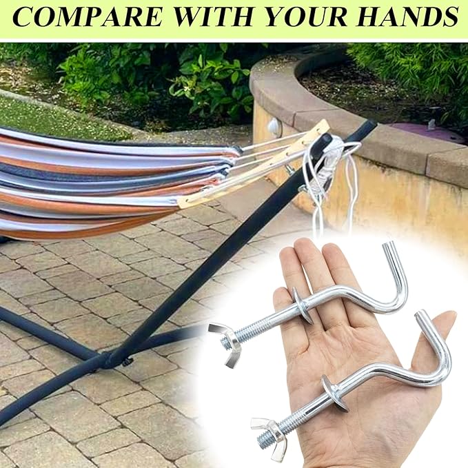 4 Packs Hammock Hooks Heavy-Duty Replacement Hooks Hammock Combo Hardware Kit Hammock Stand Replacement Hooks Fit 3/8 Inch Dia. for Home Patio Umbrella Base Garden (Silver)
