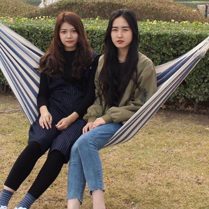 Portable Canvas Hammock Multipurpose Camping Indoor Dormitory Washable Portable Easy to Install Hammock Comfortable(Green)