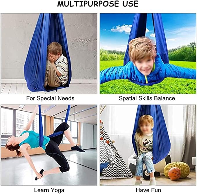 Adjustable Indoor Therapy Swing Yoga Flying Cuddle Hammock Hanging Bed Ideal for Children's Kids/Adult Special Needs Autism ADHD Aspergers and Sensory Integration