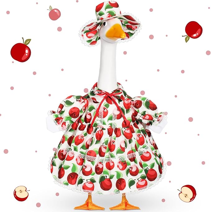 FuWeave Fall Porch Goose Outfit for Lawn Decor | Fits 23"/17" Lawn Plastic/Cement Statue Goose Costume Dress for Front Outdoor Courtyard Garden Patio Yard Decoration