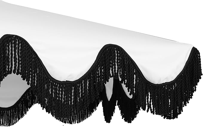 Eyely BMU1001 Halden 9 ft. Classic Cottage Tassel Market Patio Umbrella with Auto-Tilt, Crank