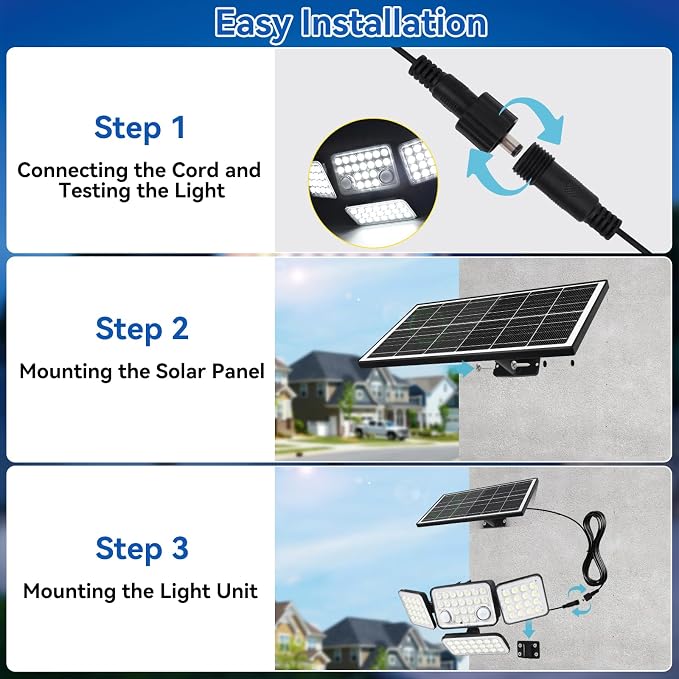 Aialun 2Pack Solar Lights Outdoor Motion Sensor 3600LM 5000mAh Battery,Bright 8500K 292 LEDs 4 Heads Solar Security Flood Lights Waterproof IP65,Remote Control,3 Modes for Backyard,Garage,Patio