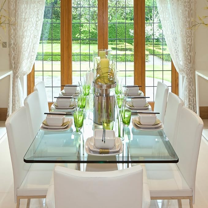 Dulles Glass 30X60 inch Rectangular Glass Table Top - Tempered - 1/4" Thick Glass Surface, Safe Beveled Edge, Radius Corners, Multipurpose for Dining, Patio, Coffee and End Table