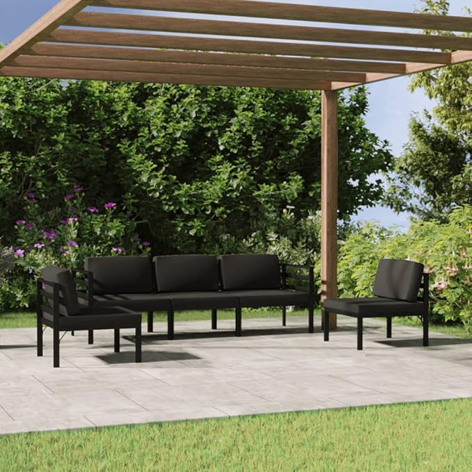 5 Piece Patio Lounge Set,Outdoor Garden Conversation Set,Patio Outdoor Set Suitable Suitable for Patio,Deck,Balcony with Cushions Aluminum Anthracite