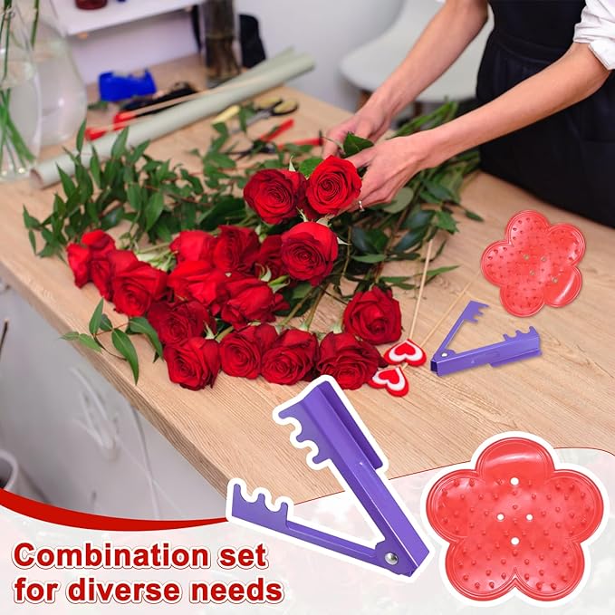 M METERXITY 1-Set Rose Thorn Stripper Tool, Plastic Metal Rose Stem Leaf Thorn Stripper for Bouquets Pruning Branches/Floral Arrangement, Flower Stripping Tool Remove Kit [Multicolor]