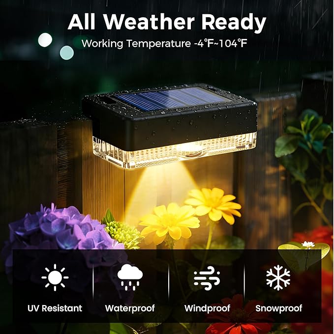 AUDERWIN Solar Deck Lights Outdoor 24 Packs, Solar Powered LED Step Lights Waterproof Outdoor for Deck, Stairs, Step, Fence, Wall, Patio, Yard, Pool and Pathway (Warm White)