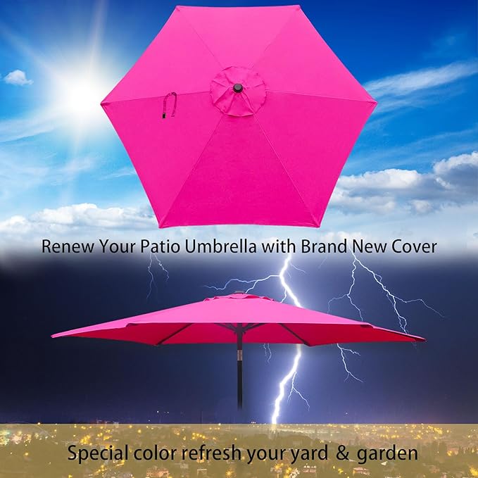 Goodgoods 9ft Patio Umbrella Replacement Canopy Market Umbrella Top Outdoor Umbrella Canopy (2pcs/package)