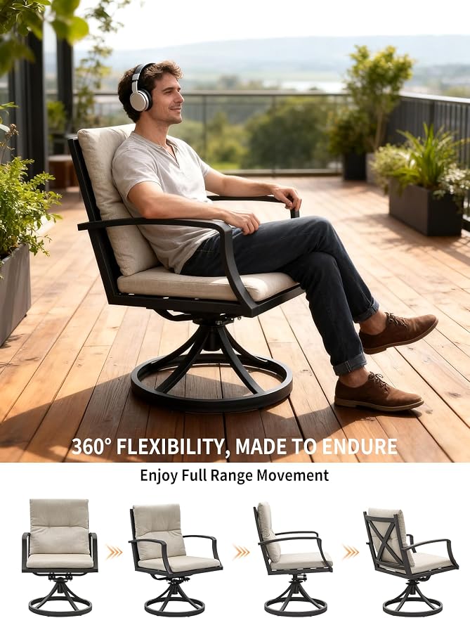 9 Pieces Patio Dining Set for 8, Never Rusts Aluminum Outdoor Swivel Dining Set, Outdoor Dining Set with Cushions, Patio Table and Chairs Furniture Sets for Deck, Garden, Yard, Gunmetal