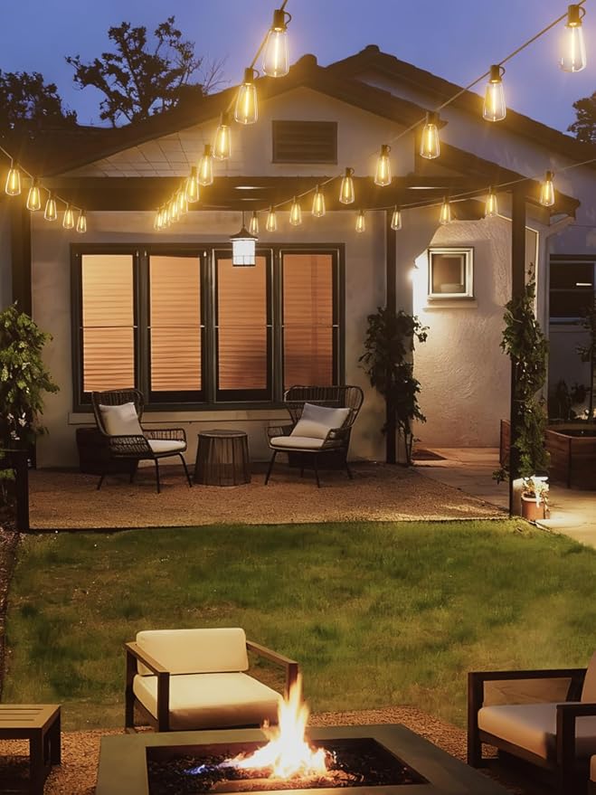 Svater 200 FT Outdoor String Lights LED, Waterproof for Outside Patio | 104 Shatterproof ST38 Dimmable Bulbs, Hanging Lighting For Bistro Market Backyard, ETL Listed 2700K (100 FT *2)