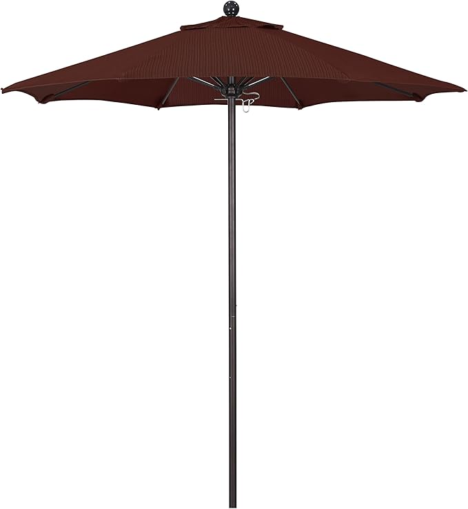 California Umbrella 7.5' Round Aluminum/Fiberglass Umbrella, Push Open, Bronze Pole, Olefin Terrace Adobe