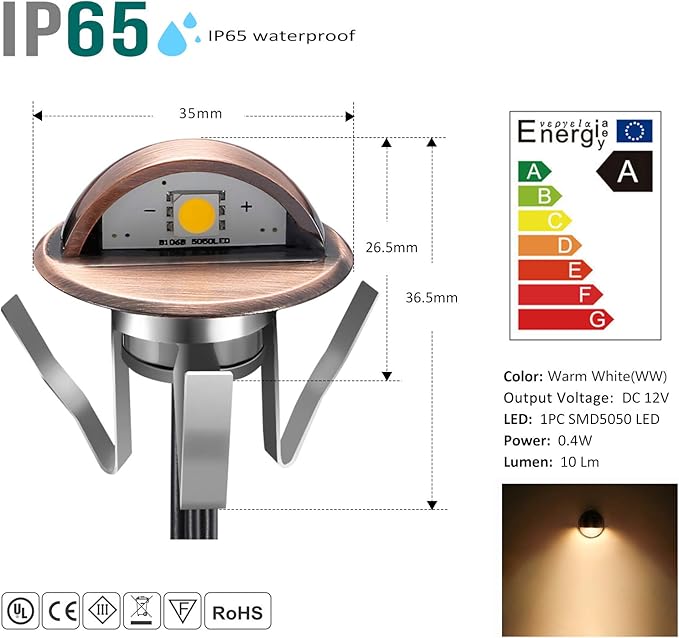 LED Stair Light Low Voltage Waterproof IP65 Outdoor F1.38 Wood Recessed LED Deck Lighting Yard Garden Patio Step Landscape Pathway Decor Lamp, Bronze (30pcs,Warm White)