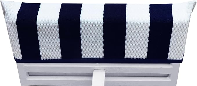 COTTON CRAFT Beach Lounge Chair Cover – 2 Pack Euro Spa Waffle Terry Towel Cabana Stripe Pool Chair Cover - 100% Cotton - 450 GSM Absorbent Quick Dry - Oversized 32 W x 82 L x 7 inch Pocket - Navy