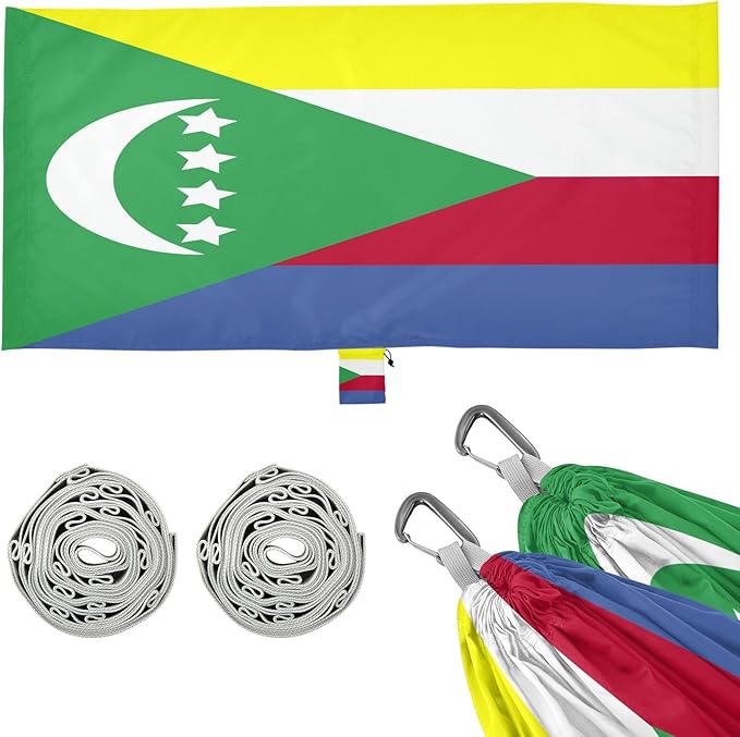 National Flag of The Comoros Hammocks with Portabl Carry Bag Backyard Hammock for Indoor Outdoor Patio