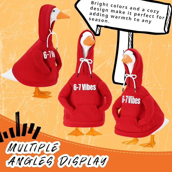 Porch Goose Hoodie Outfits for 23 Inch Porch Goose & Duck Statues, Classic Hoodie Goose Clothes for Concrete Geese, Funny and Inspirational Goose for Front Porch Garden Yard Decor
