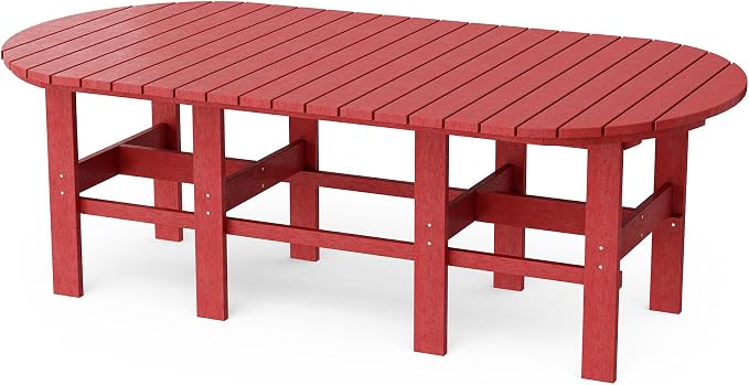 Wildridge Classic 7-Piece 44"x84" Dining Set, Cardinal Red - Outdoor Weather Resistant Recycled Plastic Furniture for Patio