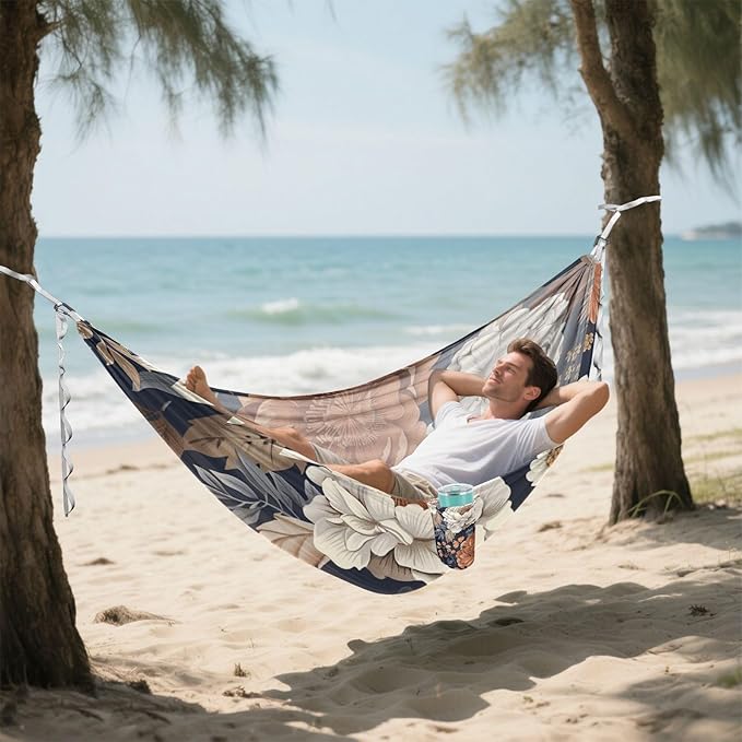 Brown White Peonies 330lb Capacity Hammocks Rope Hammock for Indoor Outdoor Patio hamacas para adultos