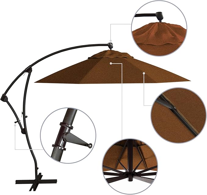 California Umbrella 9-Foot Offset Cantilever Patio Umbrella Infinite Tilt