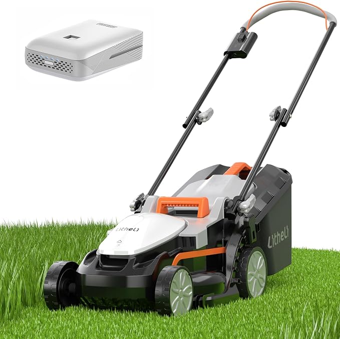 Litheli Electric Lawn Mower Cordless,Grass Cutter Machine for 1600 Sq.Ft. Lawnmower with Motor,13 in Cutting Width,8 Gallon Capacity,Cutting Height from 1 to 2.5 in（Include 4.0 Battery）