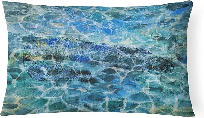 Caroline's Treasures BB5360PW1216 EEL Under Water Canvas Fabric Decorative Pillow Machine Washable, Indoor Outdoor Decorative Pillow for Couch, Bed or Patio, 12HX16W