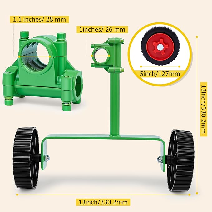 Fabbay Adjustable Support Wheels Auxiliary Wheels 26mm(1 Inch) and 28mm(1.1 inch) Weed Walk Behind String Trimmer for Weed Grass Cutter Gas String Trimmer(Green)