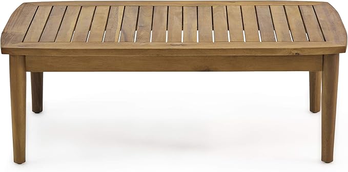 Christopher Knight Home Felix Outdoor Acacia Wood 4 Seater Chat Set with Coffee Table, Teak Finish, Beige