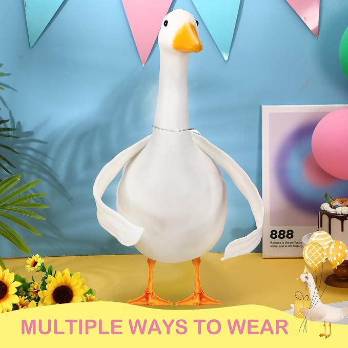 Abbylike 1 Pcs Poseable Goose Wings for 23”- 28" Porch Lawn Goose Outfit Accessories Poseable White Wings for Outdoor Patio Yard Lawn Art Decoration (Flat Edge)