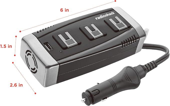 RadioShack 150W Power Inverter, 3-Plug Adapter with USB