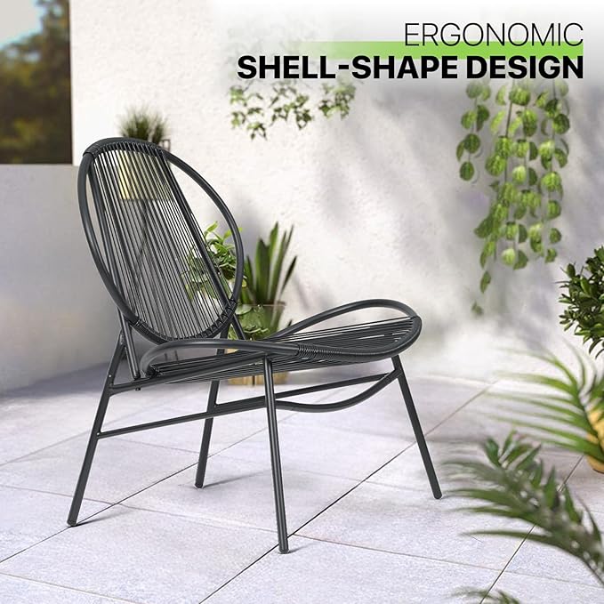 Magshion 4-Piece Outdoor Patio Furniture, All-Weather PE Rattan Wicker Loveseat and Chairs Conversation Set with Steel Coffee Table for Garden Backyard