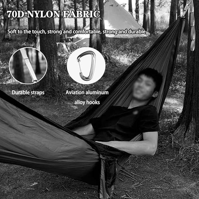 Portable Double Hammock for Park, Outdoor Anti-Rollover Swing with Storage Bag, Beach/Garden/Hiking, Load Bearing 250kg/551.2lbs(Green)
