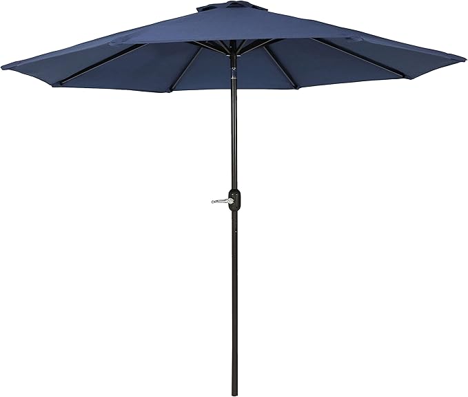 Sunnydaze 9-Foot Patio Umbrella with Fade Resistant Canopy - Auto Tilt and Crank - Rust-Resistant Aluminum Pole