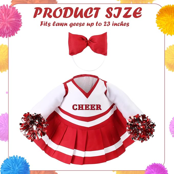 2 Pcs Cheerleader Porch Goose Outfit Clothes Cheerleading for 23" Goose Costume Garden Yard Outdoor Decorations