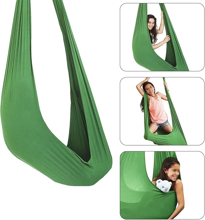 Indoor Hanging Hammock Sensory Therapy Adjustable Swing for Children Teens Kids Sensory Integration Outdoor 200kg Load Capacity (Color : Gold, Size : 150 x 280 cm)