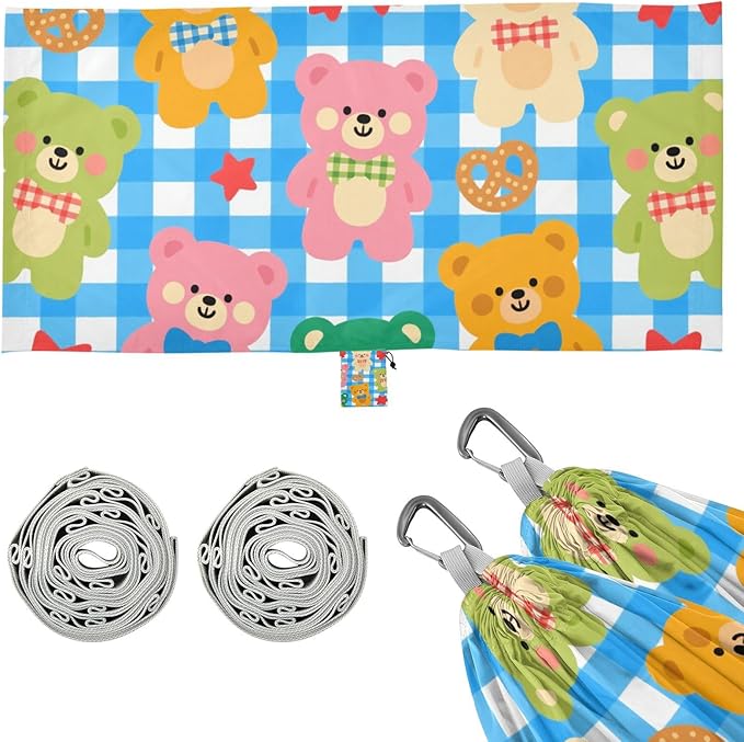Cartoon Cute Colorful Bears 330lb Capacity Outdoor Hammocks Cloth Hammock for Outside Beach Patio Garden hamaca de Algodon para Jardin