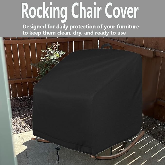 Outdoor Patio Egg Rocking Chair Cover Waterproof, Outdoor Egg Chair Cover for Oversize Rocking Chair and Rattan Wicker Papasan, 38"W x 46"D x 19"H