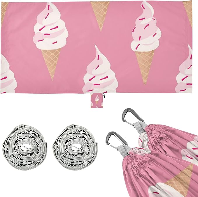 Yummy Ice Cream Peach 330lb Capacity Hammocks with Portabl Carry Bag Hanging Hammock for Camping Travel Accessories hamacas para adultos