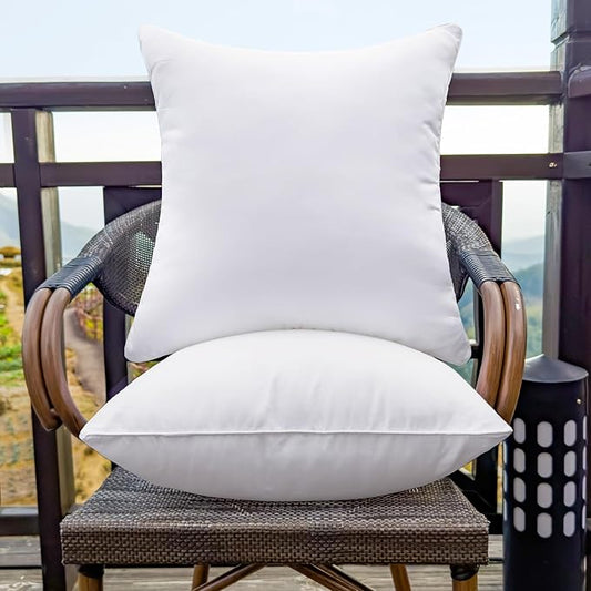 24 x 24 Outdoor Pillow Inserts Set of 2 Waterproof Square Support White Decorative Throw Pillow Inserts for Couch Sofa Beds Large Patio Furniture Cushions