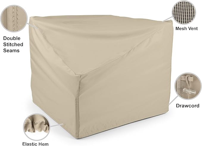 Covermates Outdoor Corner Sectional Chair Cover - Water Resistant Polyester, Drawcord Hem, Mesh Vents, Seating and Chair Covers, 34W x 34D x 30H, Khaki