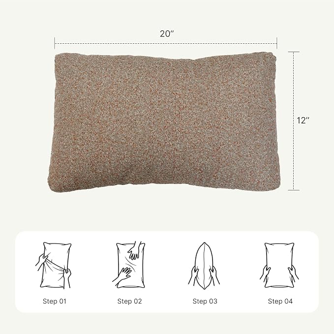 Outdoor Lumbar Pillow Set of 2 with Inserts, Outdoor Throw Pillow Water Resistant for Patio Furniture, 12x20 Inch Outdoor Pillows with Removable Zipper Cover