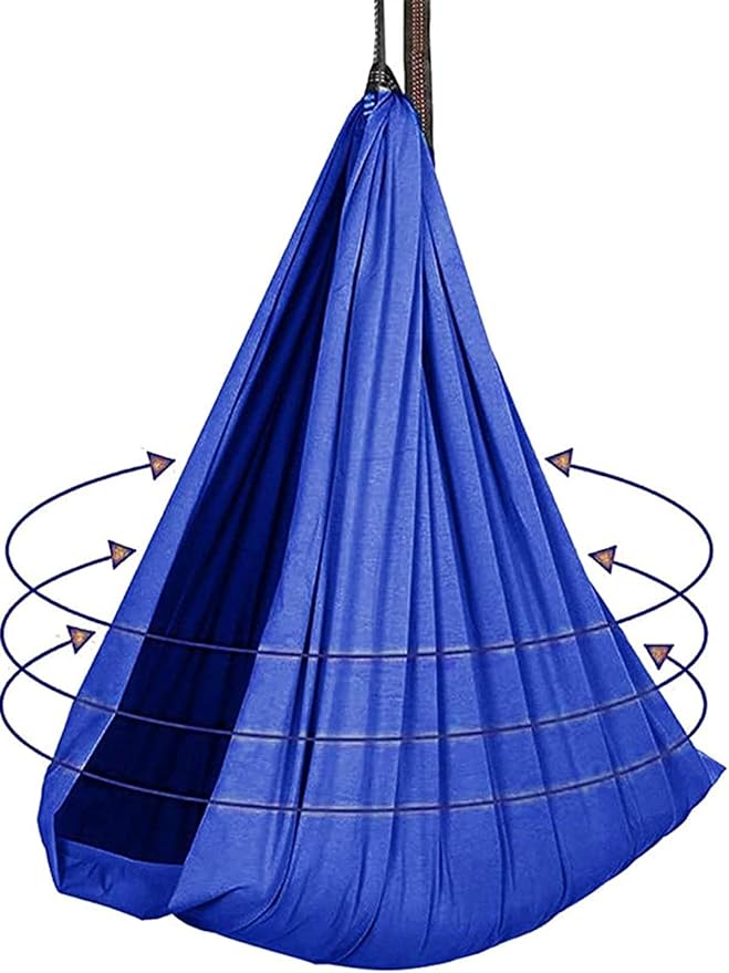 Elastic Cuddle Swing Hammock Indoor Therapy Sensory Yoga Swings with Special Needs for Kids Adult Autism ADHD Aspergers Has Calming Effect On Child (Color : Blue, Size : 100 x 280 cm)