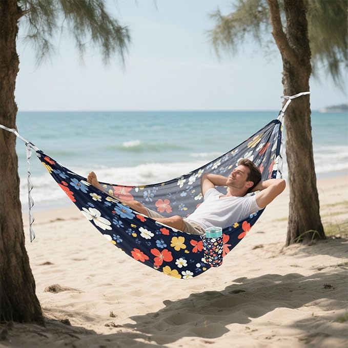 Multi-Small Flowers and Butterflies Color to Red and Blue_4 330lb Capacity Outdoor Hammocks with Hanging Rope Hanging Hammock for Outside Camping Essentials macas mexicanas de Patio para