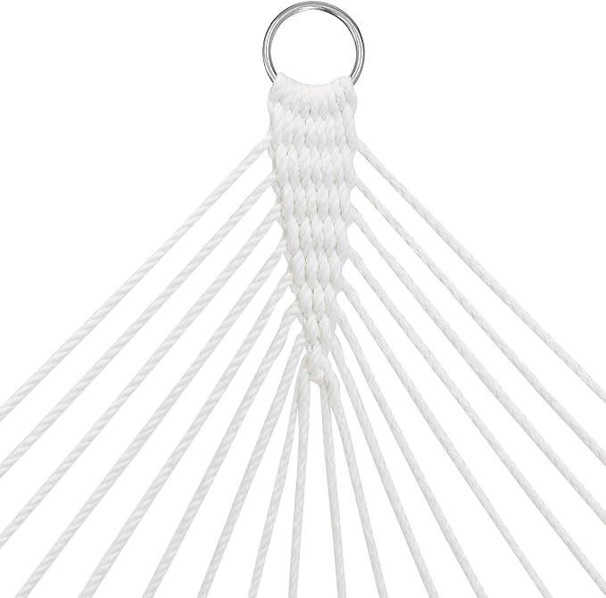 Sunnydaze Polyester Rope Double Hammock with Spreader Bars - 400-Pound Capacity - White with Navy and Gray Octagon Pillow