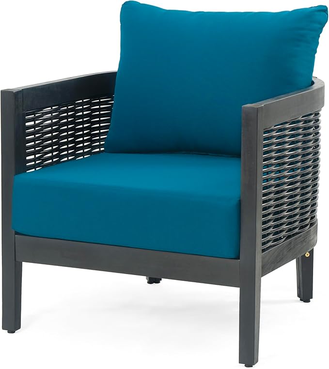 Merax Set of 2 Outdoor Acacia Wood Wicker Club Chair with Cushion,Patio Furniture Conversation Seat for Backyard Garden