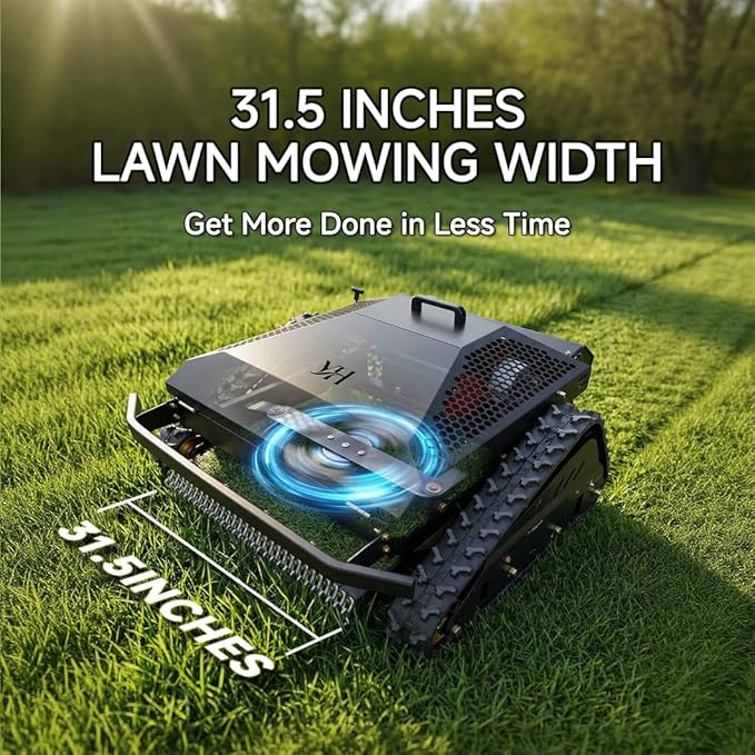18HP Remote Control Lawn Mower, 31.5" Wide Deck Tracked Slope Mower, Dual Brushless Motors, 45° Climbing Slope All Terrain Zero Turn