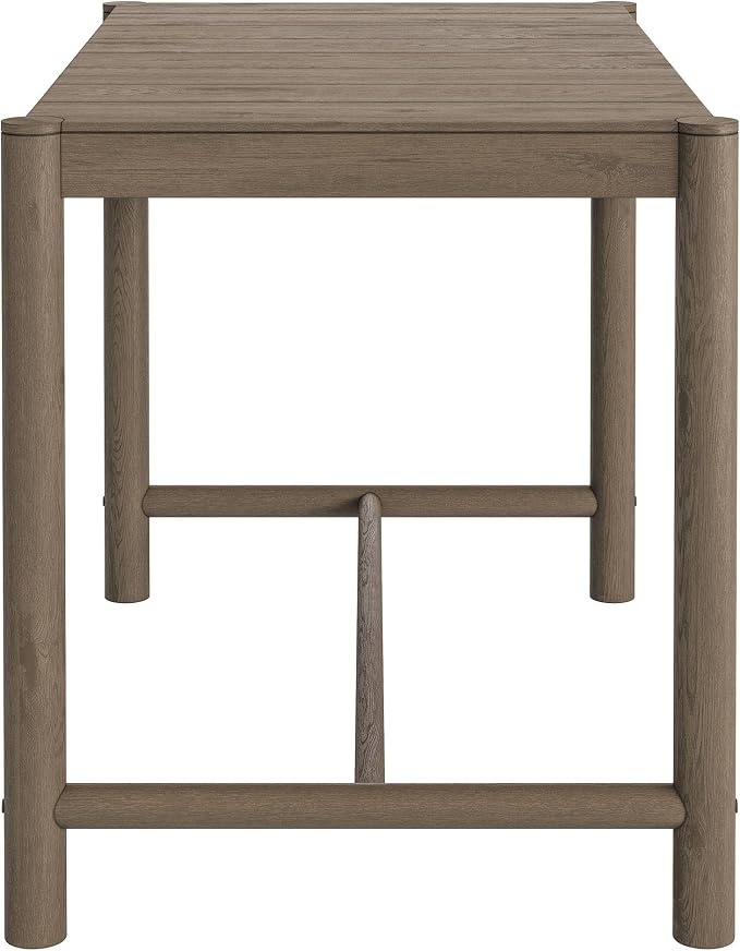 Modway Eleni 56-Inch Outdoor Teak Wood Bar Table in Weathered Gray Teak – Rectangular Patio Bar Table with Slatted Top for Patios, Decks, Or Gardens
